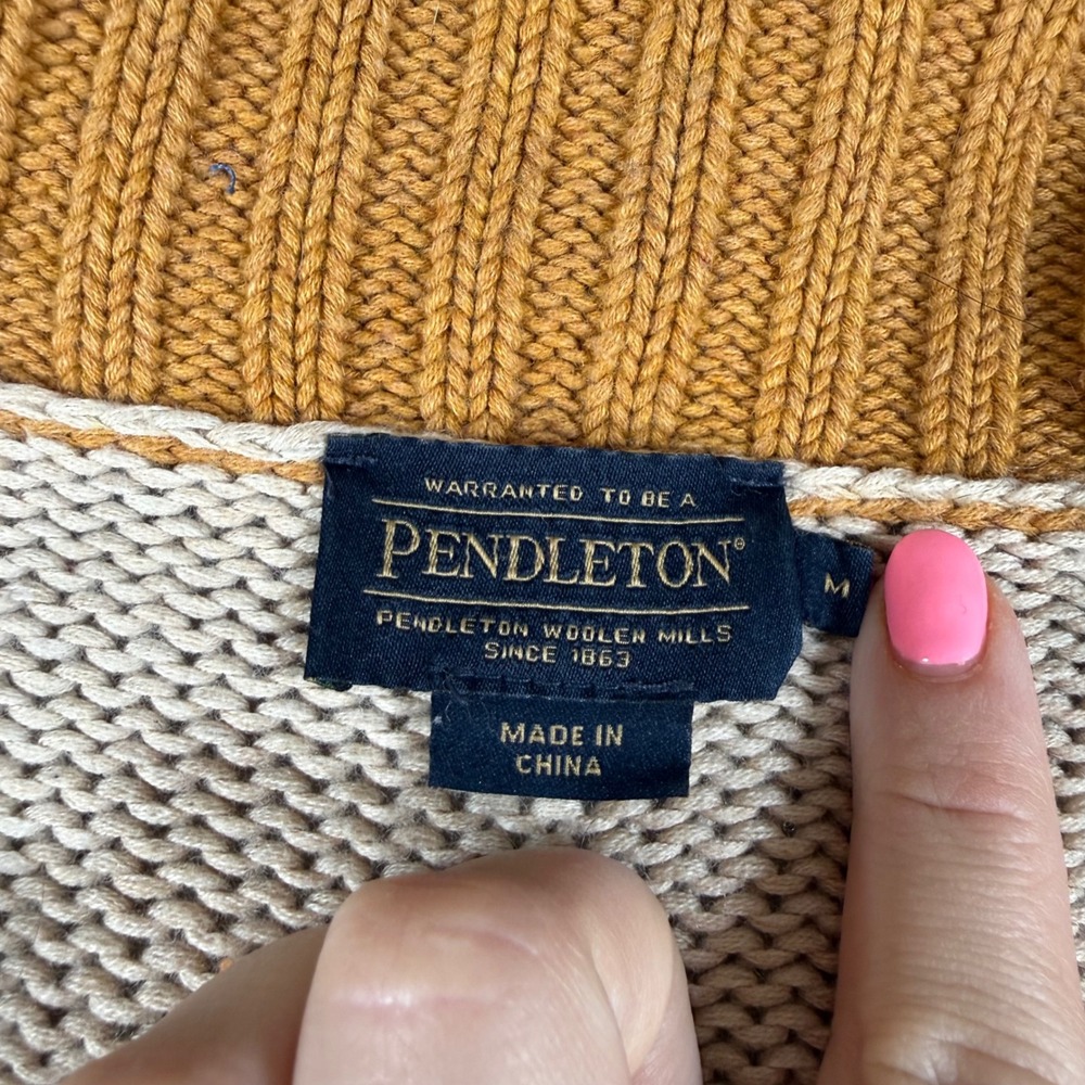 Pendleton Sweater Womens Medium Tan Southwestern Aztec Cardigan Longline Boho - Picture 2 of 7